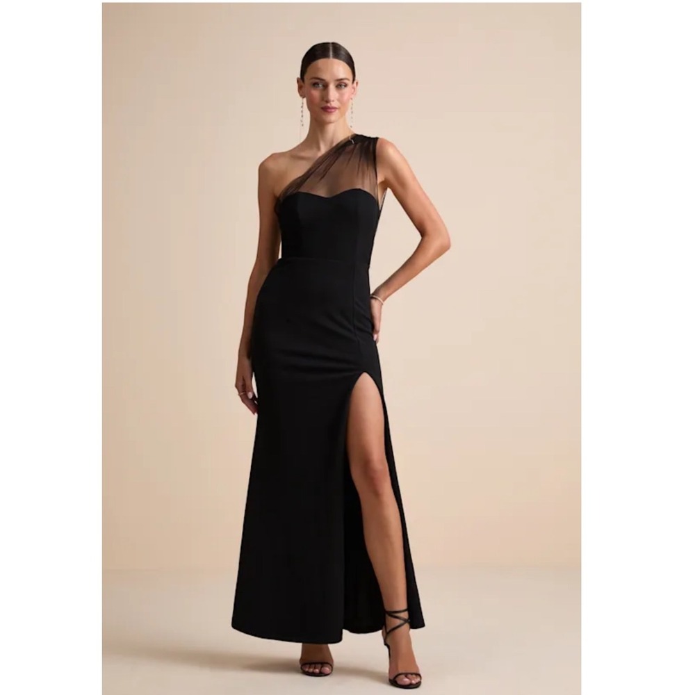 Lulus Exquisite Refinement Black Backless Bow Ruffled Maxi Dress Size XL New!